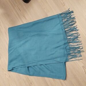 Nordstrom Blue Wool And Cashmere Fringe Scarf